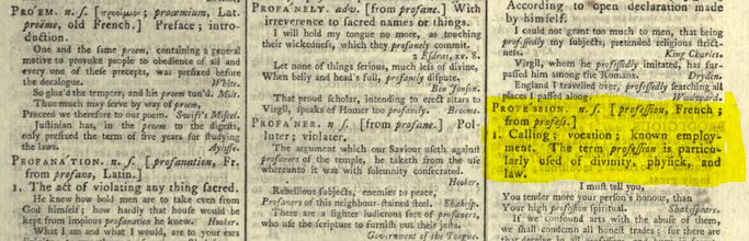 Dictionnary 1766 - Samuel Johnson